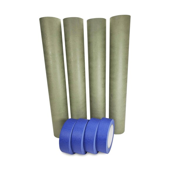 Idl Packaging 18in x 60 yd Green Masking Paper and 1 1/2in x 60 yd Painters Tape, for Covering, 4PK 4x GRH-18, 4463-112 - main